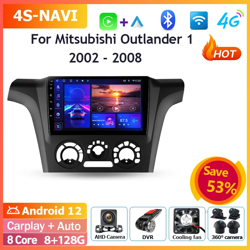 

Автомагнитола на Android, мультимедийный видеоплеер для Mitsubishi Outlander 1 2002-2008, навигация, Bluetooth, GPS, DSP, головное устройство Carplay