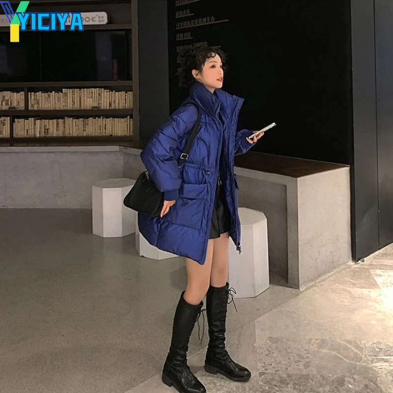 YICIYA Winter Parkas Jackets 2023 Woman Clothes Coats Warm Baggy Streetwear Harajuku Casual Pockets Zip Up Korean Fashion Style