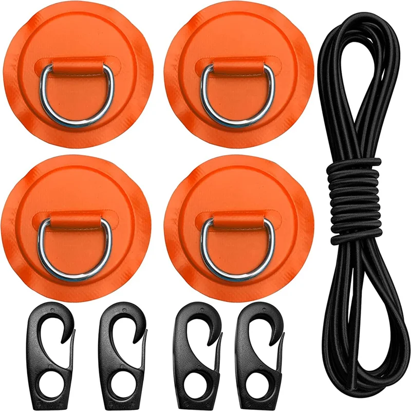 Pad Eye Cord Kit,D-Ring Patch+Bungee Shock Cord+Hooks-Deck L