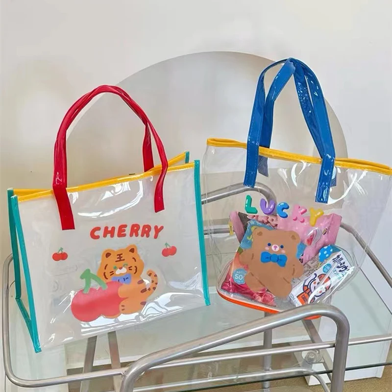 

Милая летняя уличная пляжная сумка-желе, мультяшная вместительная прозрачная Водонепроницаемая Портативная сумка через плечо из ПВХ для п...