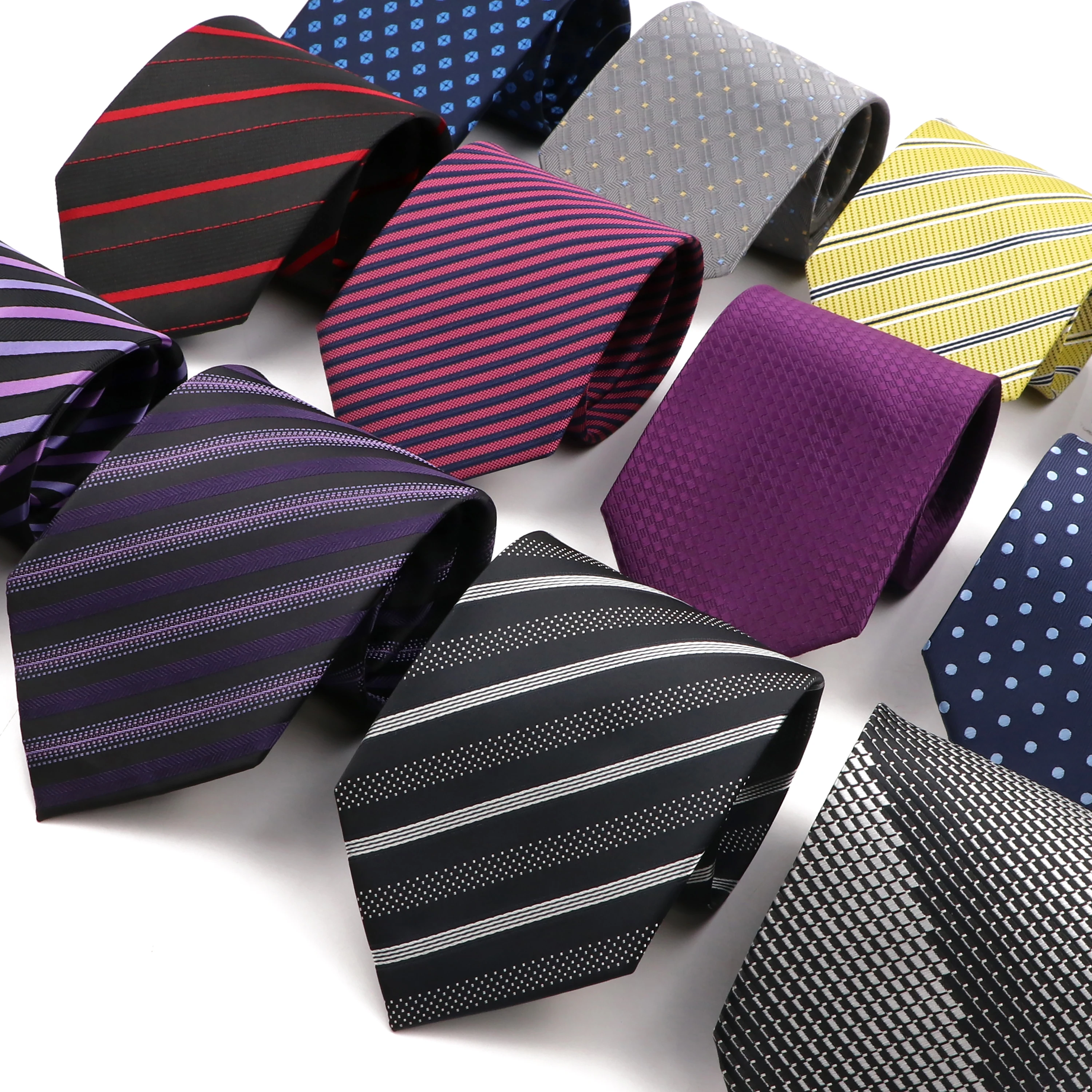 

Summer Thin Ties For Men Classic Striped 8cm Necktie Light Gray Purple Pink Cravat Wedding Party Business Tuxedo Suit Shirt Gift