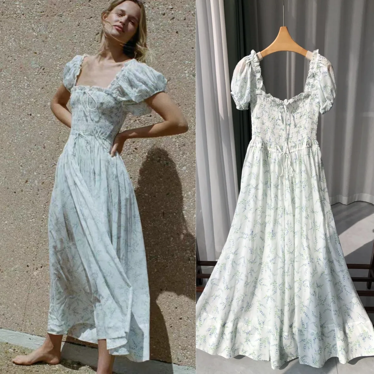 Свежая синяя колокольчик · французское романтическое роскошное платье с