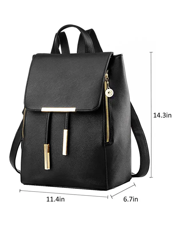 Black Leather Backpack Vintage Style Backpack for Girls School Bags Casual Daypack for Women