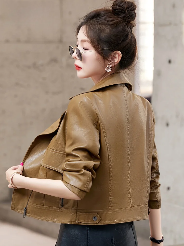 Пальто из искусственной кожи верхняя одежда женская новинка 2024 популярная