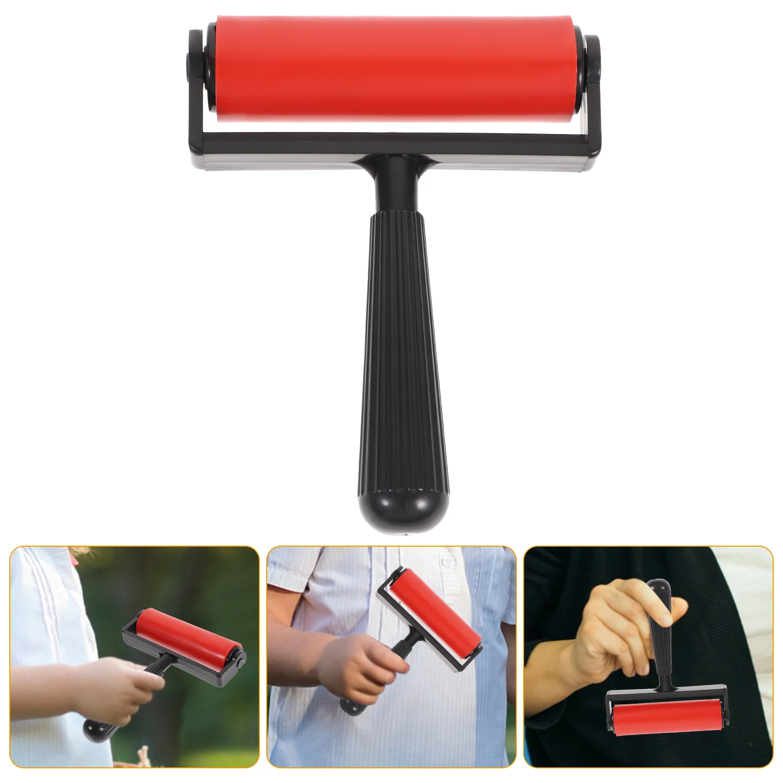 

10cm Printmaking Rubber Brayer Roller Ink Brush Craft Stamping Brayers Roller for Crafting Wallpapers Application ( Red )