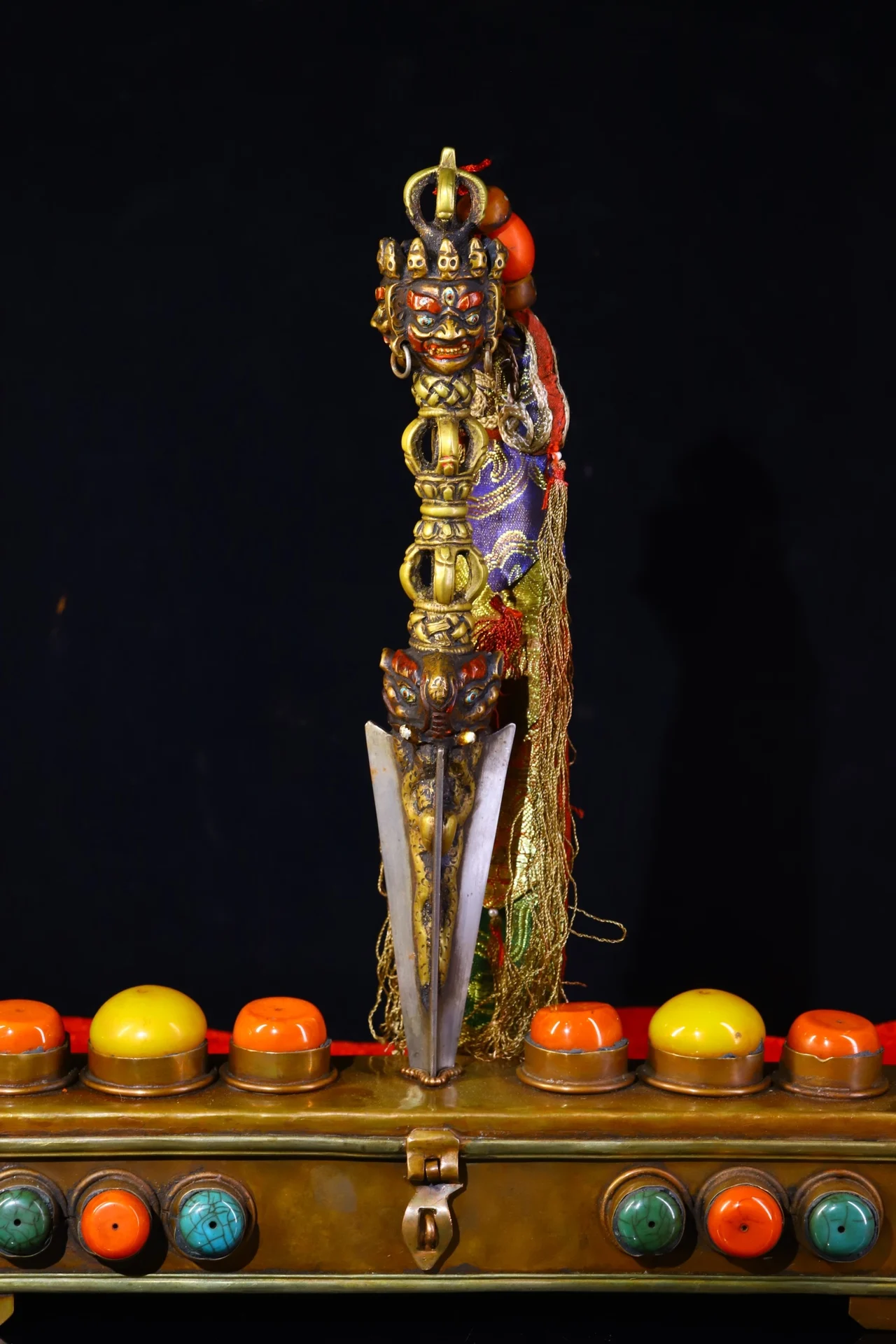 15 &quotКоллекция тибетского храма старая бронза позолоченная окрашенная голова