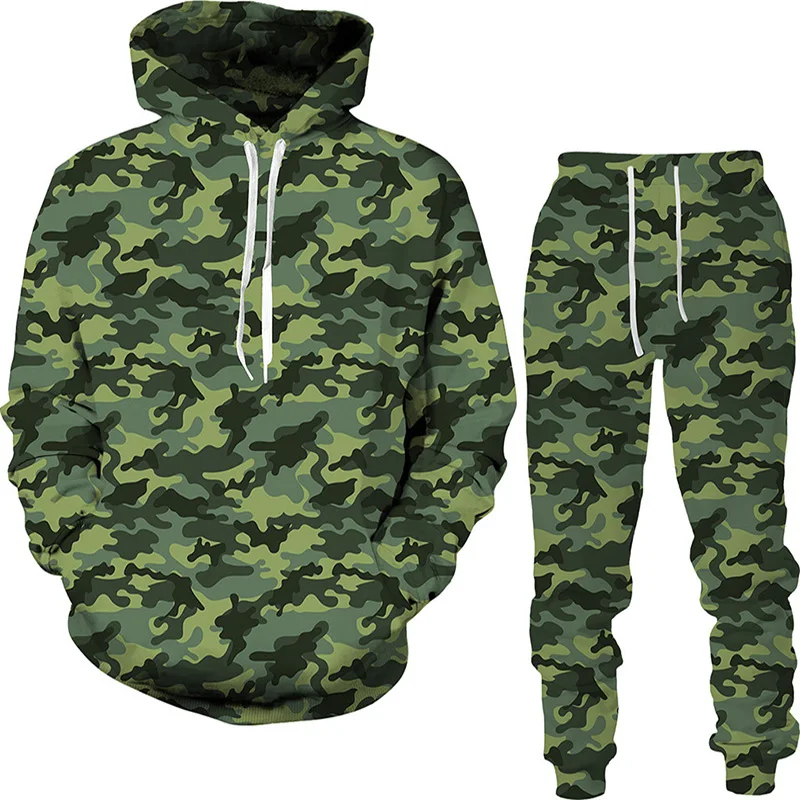 

2023 New Camouflage 3D Hoodies Kids Women Men Tracksuit Outdoor Sportwear Men Clothing Suits Oversized Hoodie Pants Set