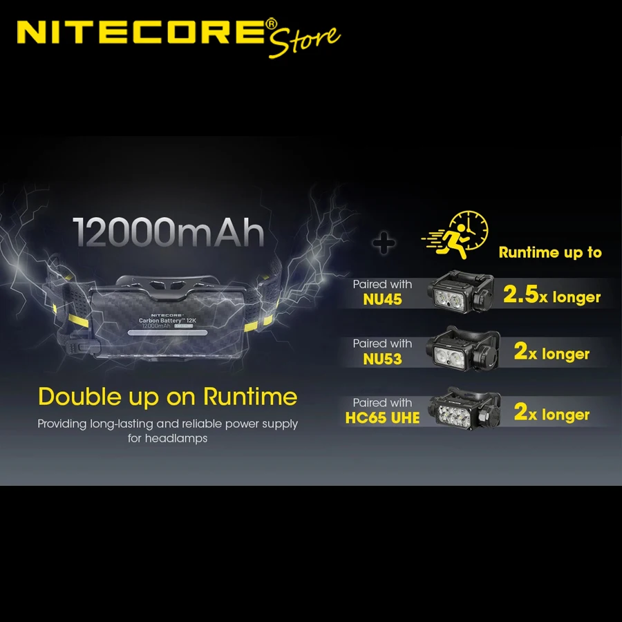 Фото Мощный внешний аккумулятор NITECORE 12K на 12000 мАч для фонарей, комплект для увеличения времени работы №2