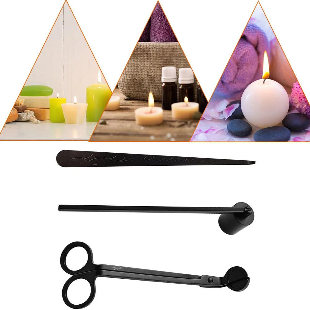 3Pcs Candle Wick Scissor Set Snuffer Oil Lamp Trimmer Hook Cutter Stainless Steel Clipper Kits Extinguisher Tools - купить по