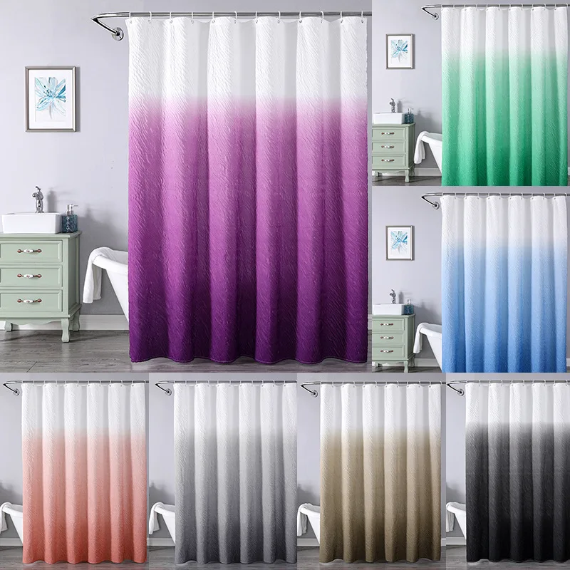 

Gradient Color Shower Curtains Marble Bubbling Texture Luxury Cloth Polyester Fabric Bathroom Decor Curtain Set with Hook