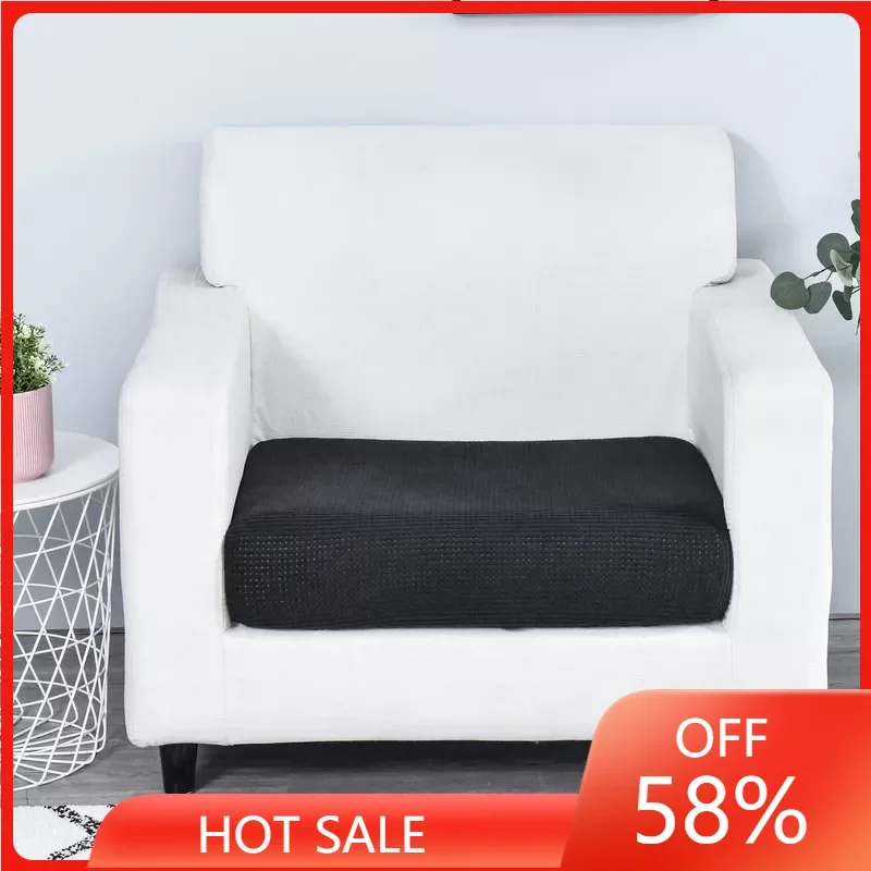 

1pc Jacquard Sofa Seat Cushion Cover Chair Cover Stretch Washable Removable Slipcover Solid Color Polar Fleece Sofa Protector