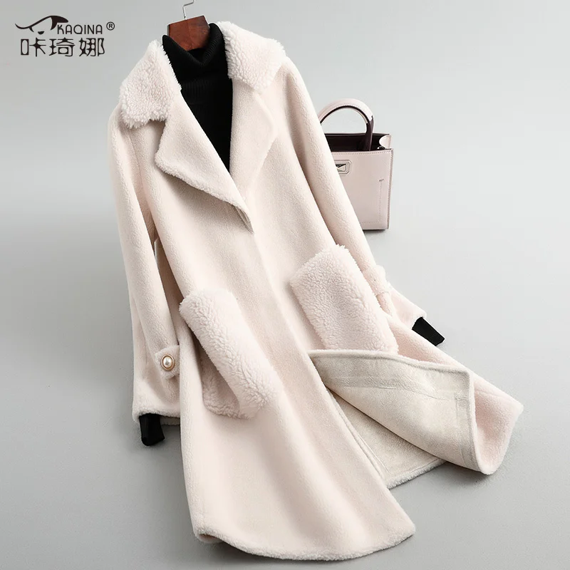 

Coat Female Real 100% Wool Coats Winter Jacket Women Clothes 2023 Korean Vintage Lamb Fur Long Jackets Abrigo Mujer MY3170