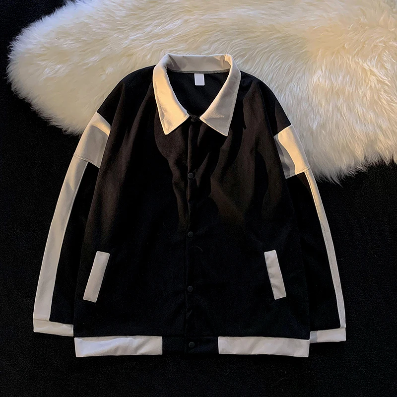 

Мужская винтажная куртка с контрастными отворотами, осенне-зимняя простая куртка в японском стиле