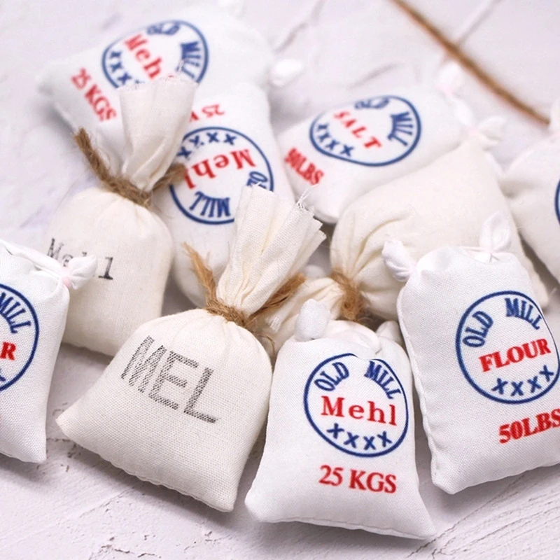 

1Pc Kitchen Supplies Flour Salt Bags Eggbeater Rolling Pin Model Doll House Accessories 1:12 Dollhouse Miniature