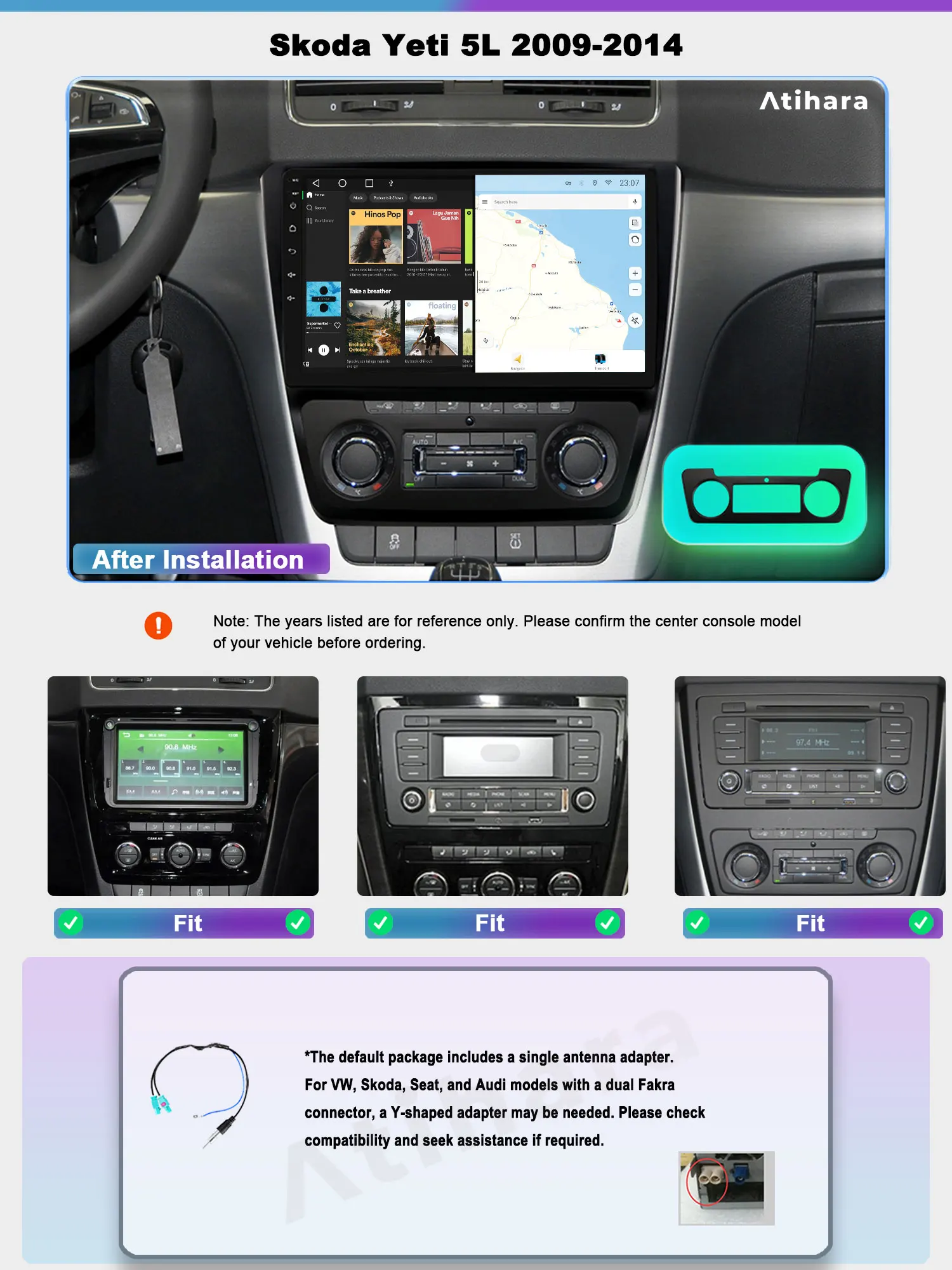 Atihara 10 1 &quotAndroid Carplay Auto для Skoda Yeti 5L 2009-2014 Автомобильный радиоприемник WIFI + 4G GPS