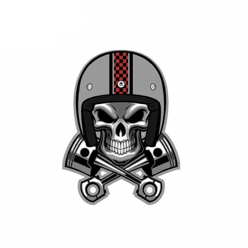 

JP interesting Car Decal suitable for skull piston helmet decoration accessories cover scratch waterproof sticker, 12cm * 9cm