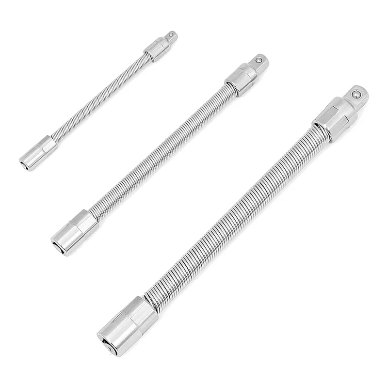 

3 Pieces Flexible Sleeve Extension Rod Set 1/2 inch 1/4 inch 3/8 inch Shaft Drive 10 inch 8 inch 6 inch