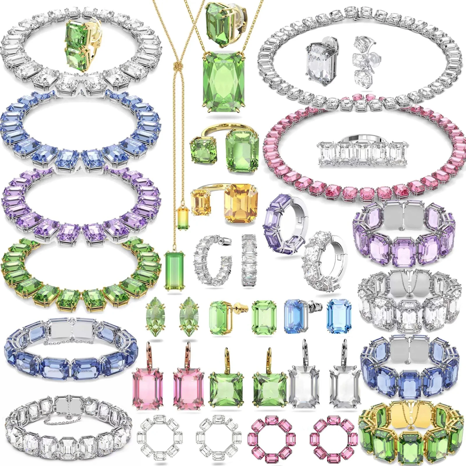 

Original 2023 Trendy Austrian Crystal Sunny Luxury Millenia Green Necklace Earrings Bracelet Jewelry Store Set for Woman
