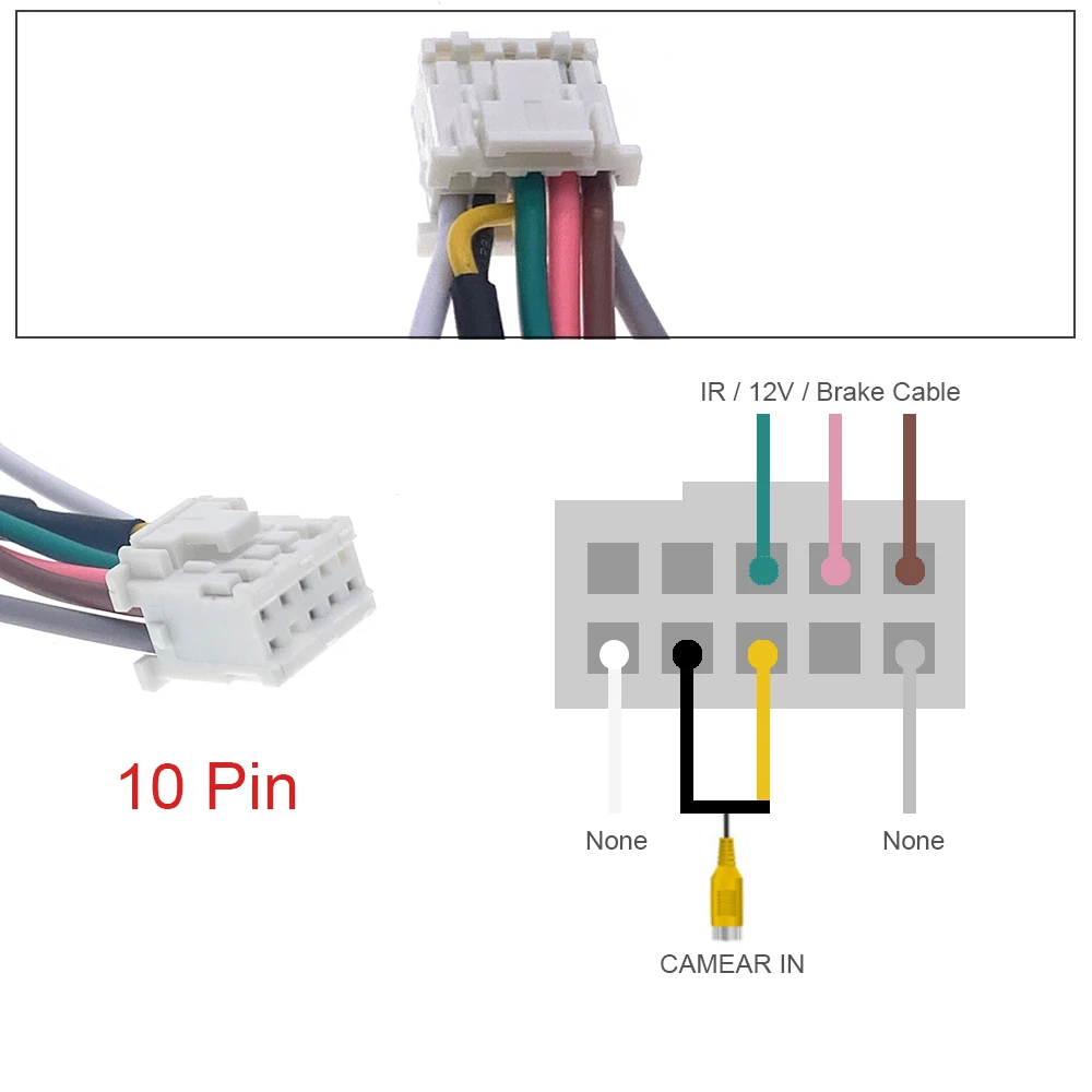 Универсальный 10-контактный автомобильный разъем RCA для камеры заднего вида