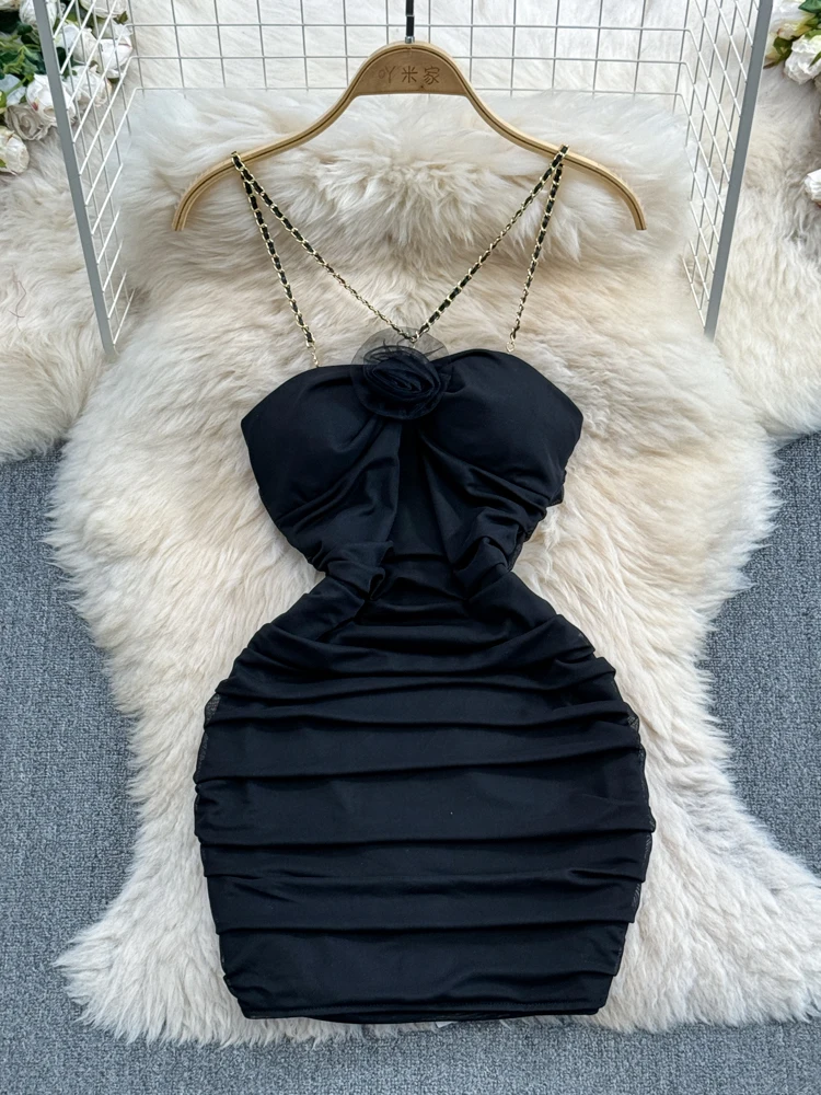 Foamlina летнее женское Сетчатое облегающее платье сексуальное на бретелях-цепочках