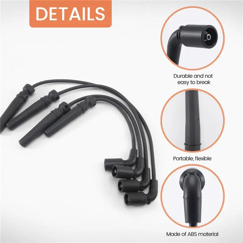 Фото Комплект из 4 проводов для свечей зажигания AB96 для Excelle 1.6, Aveo, Cruze, KALOS, REZZO, DAEWOO KALOS, LANOS, Nubira, REZZO 96497773 №3