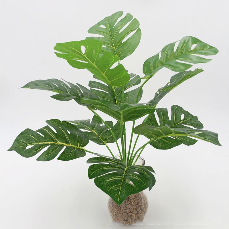 

12 Heads Artificial Green Plant Turtle Back Leaves Colored Calla Leaf Fake Green Plant Living Room Office Home Garden Decoration