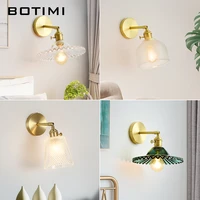 botimi nordic full copper bedroom bedside e27 wall lamp with glass lampshades modern luxury wall light corridor led wall sconce