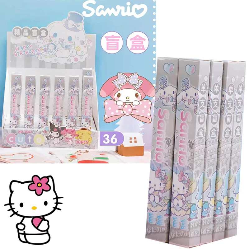 

Kawaii Kuromi Melody Cinnamoroll Blind Box Pen Cute Creative Sanrio Student Cartoon Press Pen Blind Box Black Send One Randomly