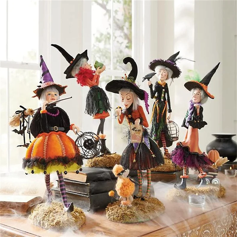 

Halloween Witches Figurine Charming Witch Decor Dolls Mini Magic Witch Halloween Decorations Desktop Home Decor