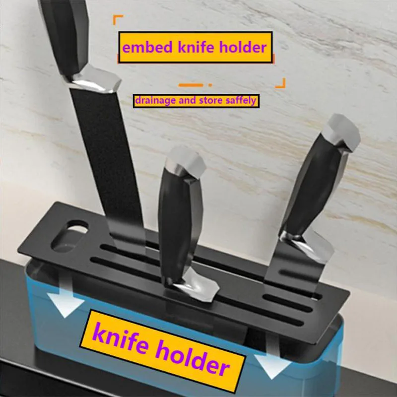 Оптовая продажа кухонная раковина Летающий дождь с держателем для ножей из