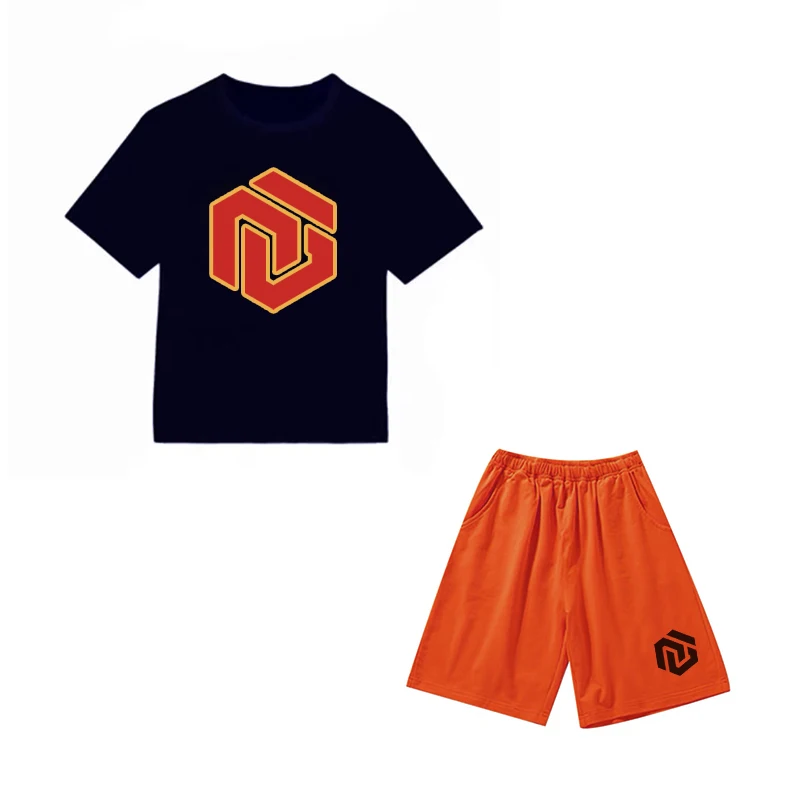

NIGO Children's Summer Logo Print Cotton Crew Neck T-Shirt Shorts Casual Suit #nigo37891