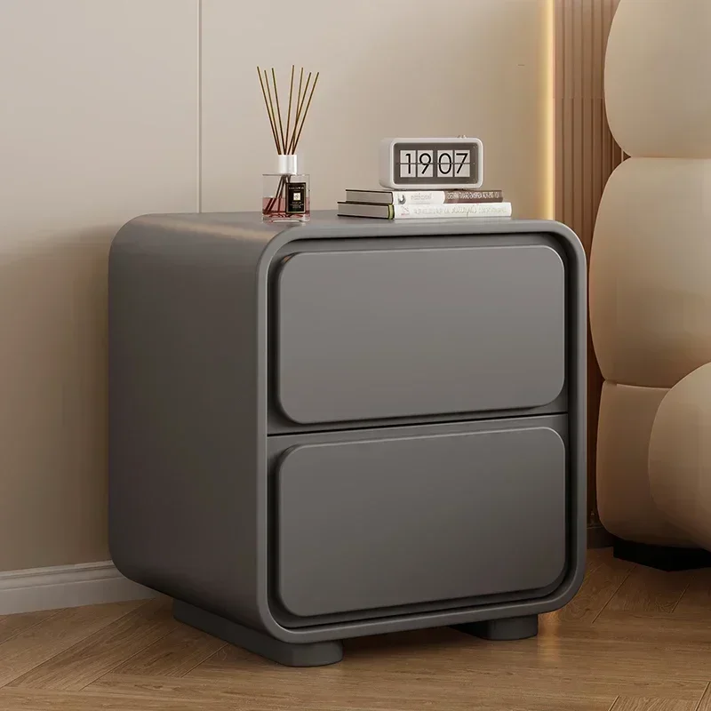 Кремовый прикроватный шкаф Минималистичная спальня фотошкафчик очень простой