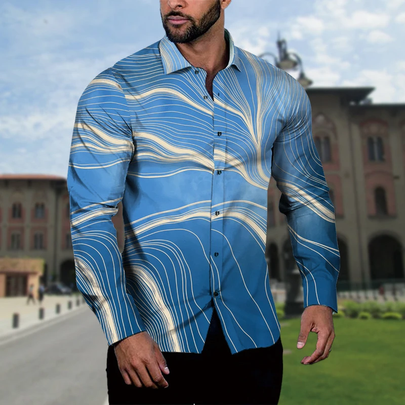 Новинка 2024 рубашка-поло с длинными рукавами и 3D модная повседневная Уличная