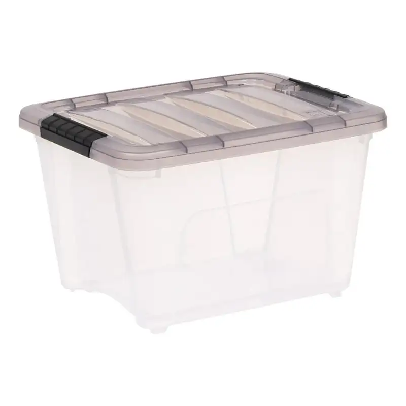 

19 Quart Stack & Pull™ Clear Plastic Storage Box with Buckles, Gray