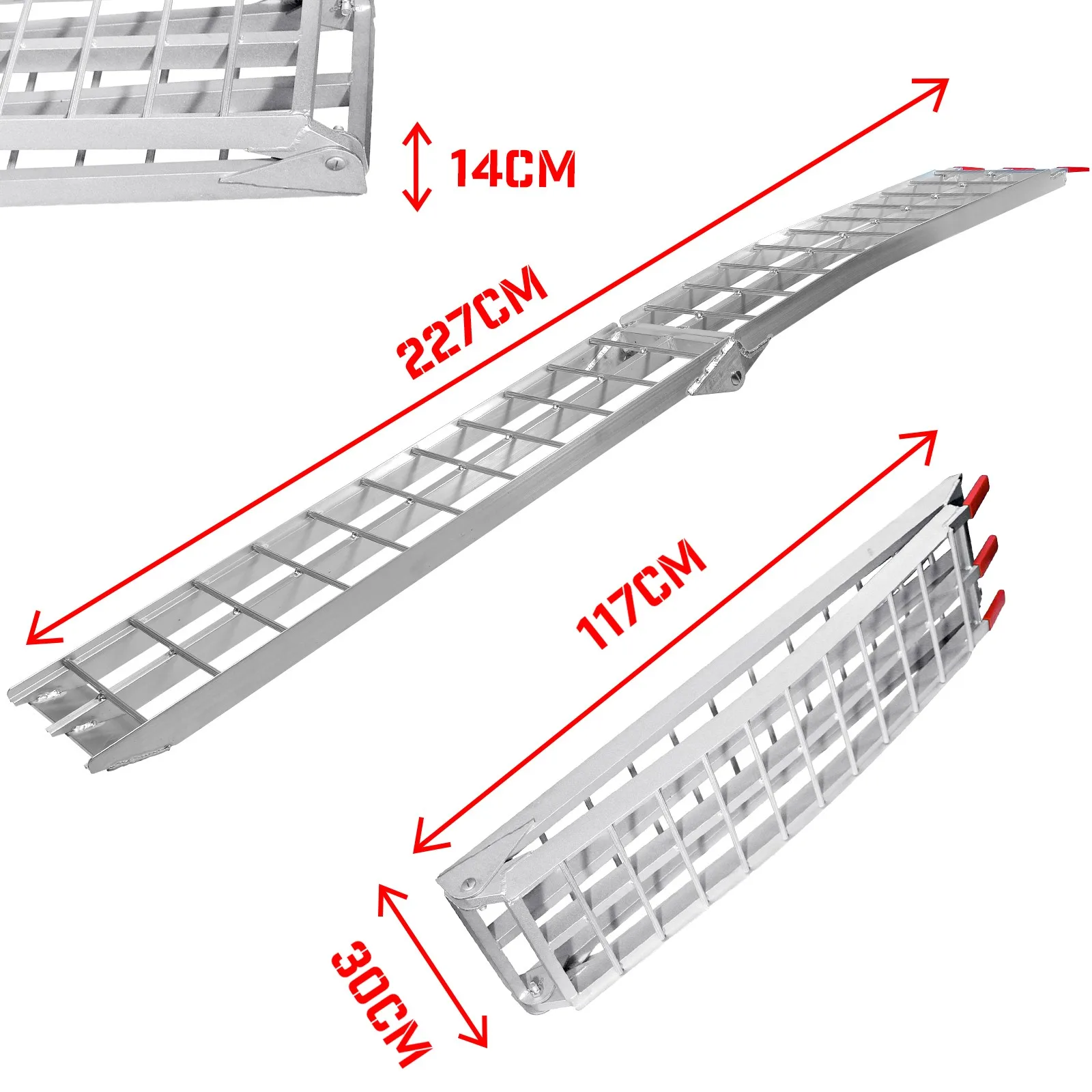 227x30 см алюминиевая складная погрузочная рампа 340 кг со сцепным ремешком для