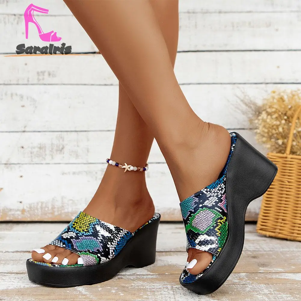 Platform Heels Sandals For Women Summer Hot 2023 Wedge Heels Multicolor Slipper European Style Simply Comfy Walking Sandals