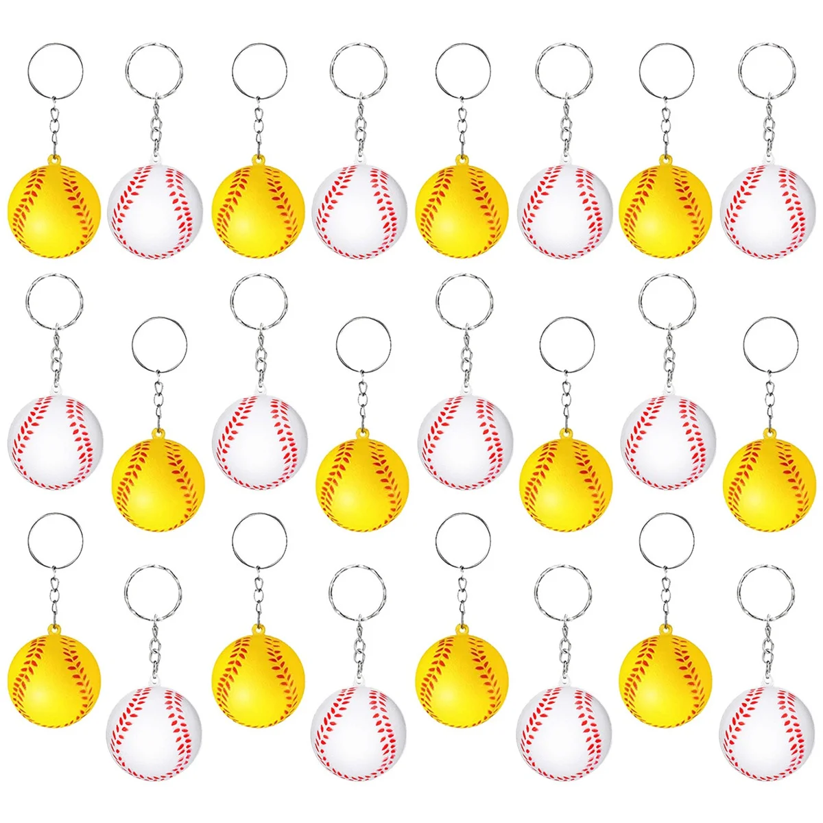 

24 Pack Baseball Keychains,Mini Baseball Stress Ball Keychains,Sports Ball ,School Carnival Reward for Kids A