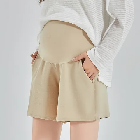 Летние тонкие офисные шорты, шорты для беременных, свободные женские широкие шорты для беременных, одежда для беременных, повседневные спортивные шорты