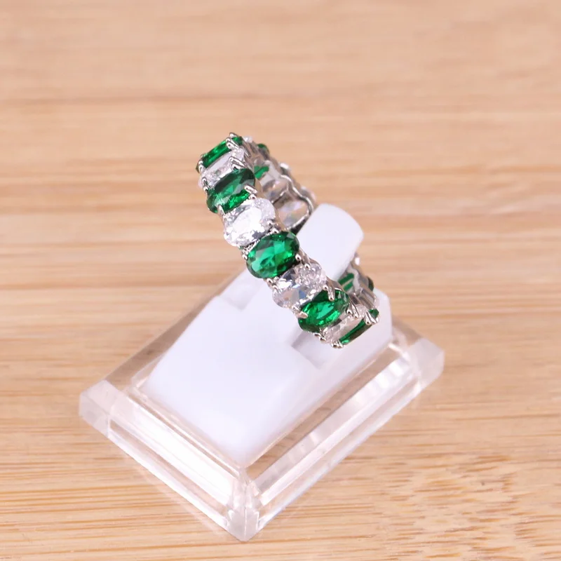 

Green Emerald 925 Silver Rings for Women Oval White CZ Rings Party Diamond Women Rings Anniversary Wedding Jewelry Gift
