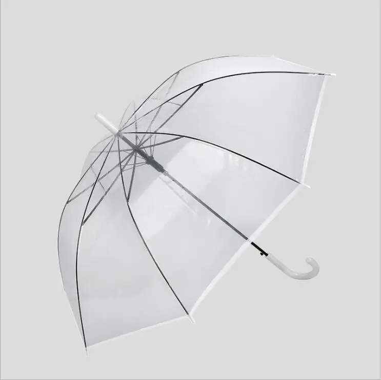 Factory Wholesale Automatic Transparent Umbrella Can Print Logo Student Children Gift Advertising Umbrella Transparent Umbrella
