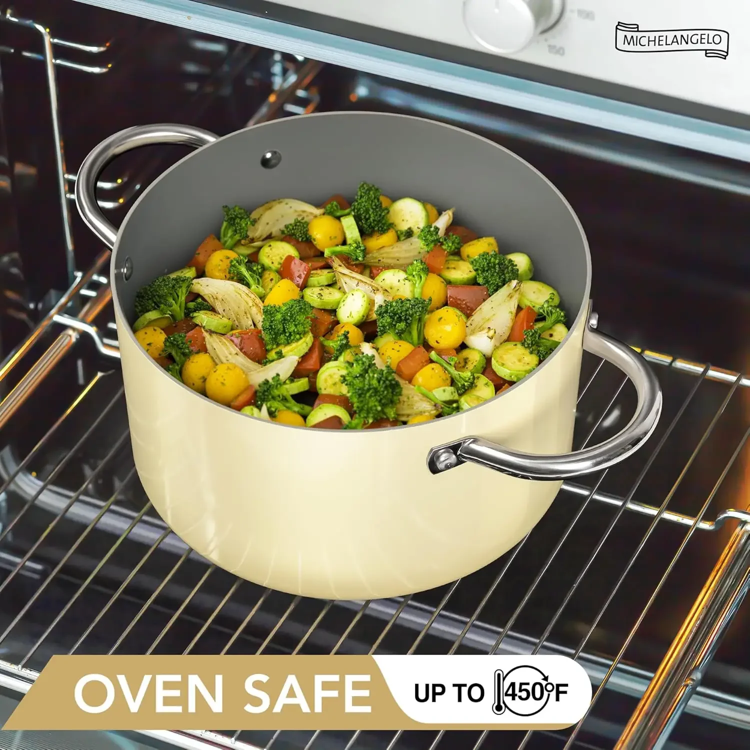 Керамическая кастрюля 5 литров бежевого цвета