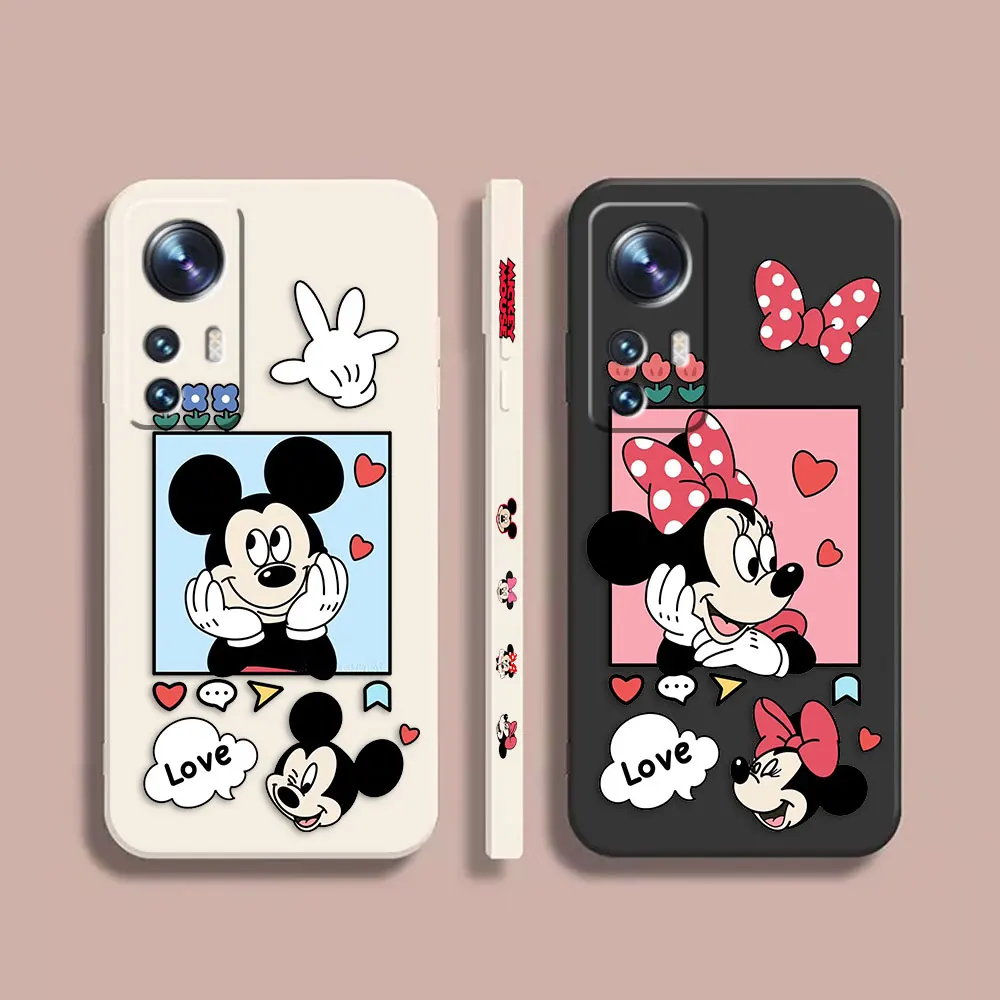 

Case For Xiaomi 13 12 12S 11 11T 10 10S 9 9SE 8 8SE Pro Ultra Lite Colour Simple Shockproof Liquid Case Cute Mickey Minnie Mouse