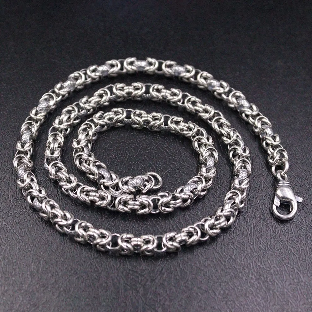 Настоящая твердая искусственная серебряная цепь для мужчин 5 мм резное