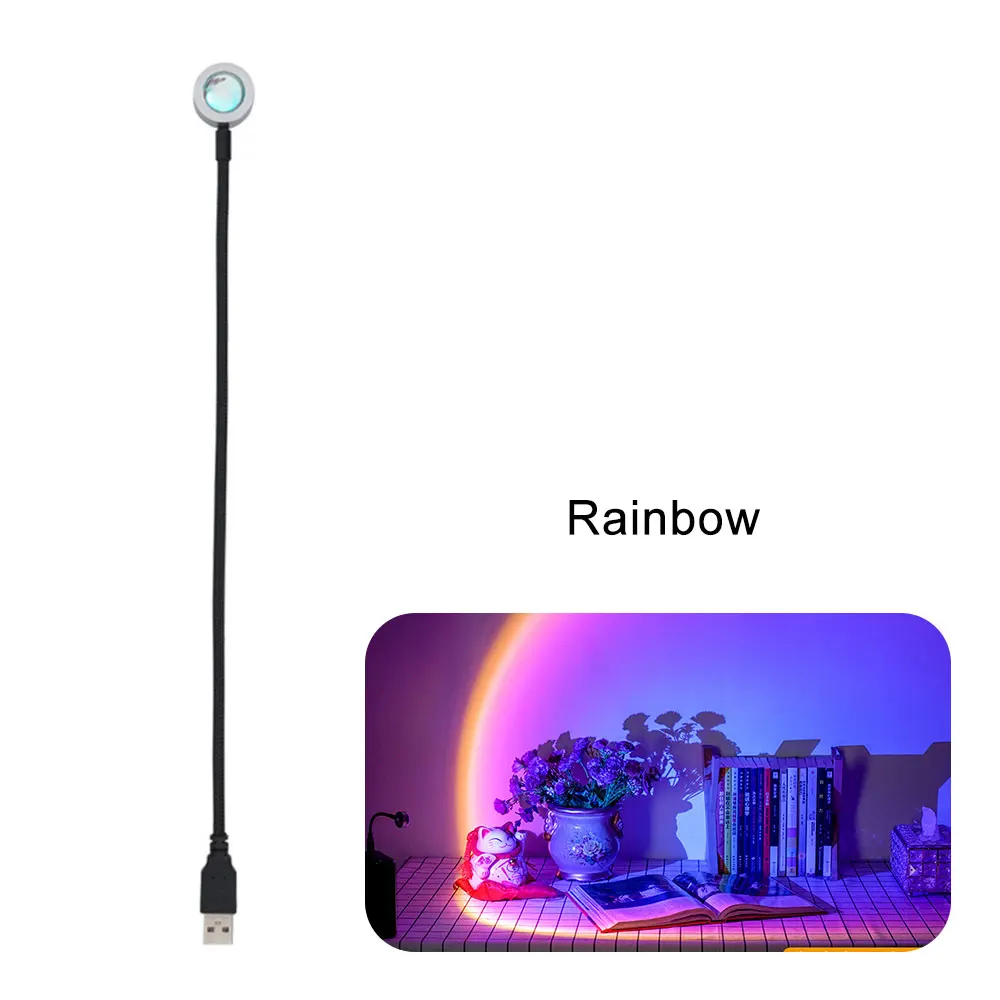 

USB-лампа, закат, радужная лампа проектора, атмосферная декоративная лампа, настенная лампа, фоновый свет, украшение, комнатный закат, лампа