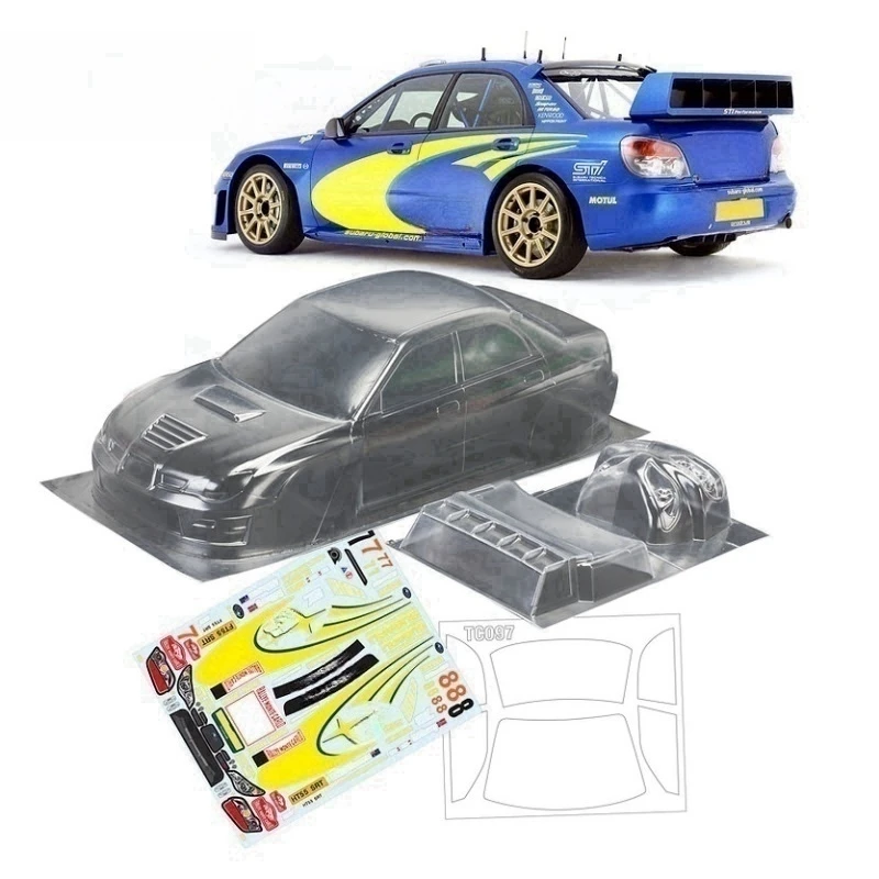 

Раллийный корпус WRC RC 1/10 Impreza, прозрачная наклейка для автомобиля с задним крылом и детской пряжкой и цветными наклейками