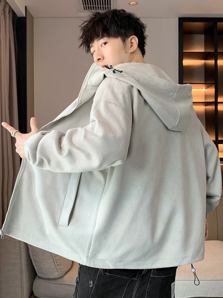 Outerwear Men's Spring and Autumn Korean Fashion Jacket Top Pu Handsome Casual All-matching Hoodie Brand Chopsticks T...