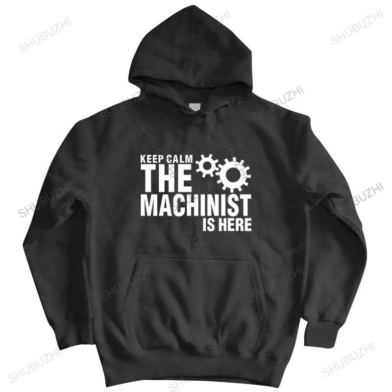 Мужская осенняя толстовка черная KEEP CALM THE MACHINIST IS HERE брендовая с капюшоном теплая