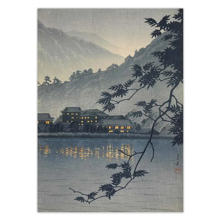 

Винтажный Японский художественный постер Nikko Yumoto Onsen Kawase Hasui, античный Азиатский деревянный блок, холст, печать, японский пейзаж, настенный художественный Декор