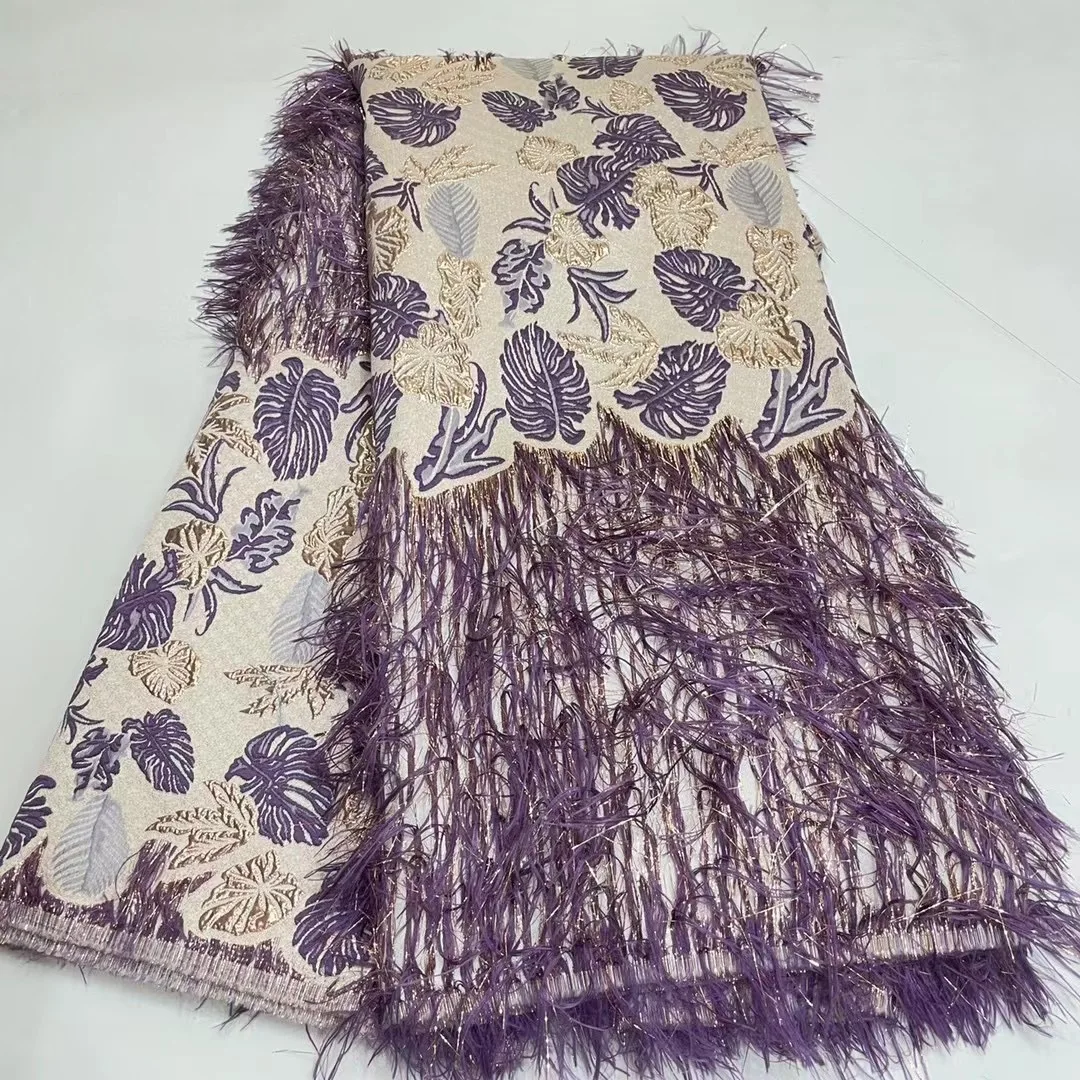 

Новый материал, кружевная ткань с перьями 2022, африканская, нигерийская, французская жаккардовая, парчовая кружевная ткань для свадебного платья, пошив LJK22161