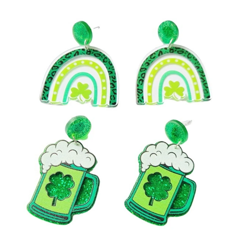 

Women Jewelry St. Patrick’s Day Stud Earrings Dangle Earrings Pendant Earrings Gift Acrylic Material Perfect Party Gifts 264E